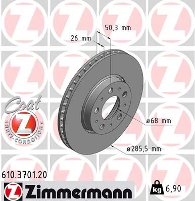 Ön Fren Aynası Volvo S60 00-10 S80 98-06 V70 97-07 Xc70 00-07 285x5dl Küçük Ti̇p 986479210-Df4238