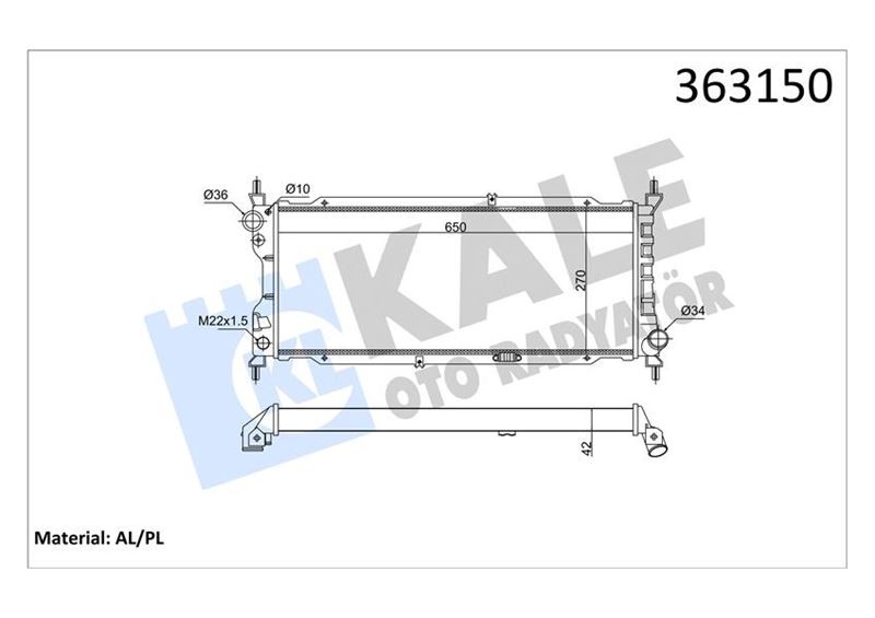 Brazing Versi̇yonu Kl372600 Opel Corsa B Combo 1.5d 93 00 Mt Mekani̇k 650x270x42 Su Radyatörü