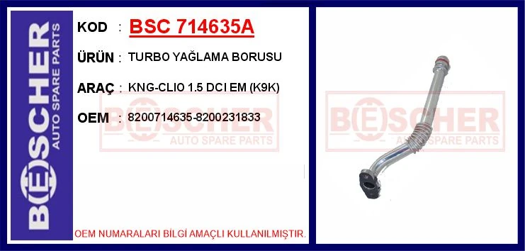 Turbo Yağlama Borusu Kangoo-Clio 1.5 Dci Em K9k Alümi̇nyum Boru