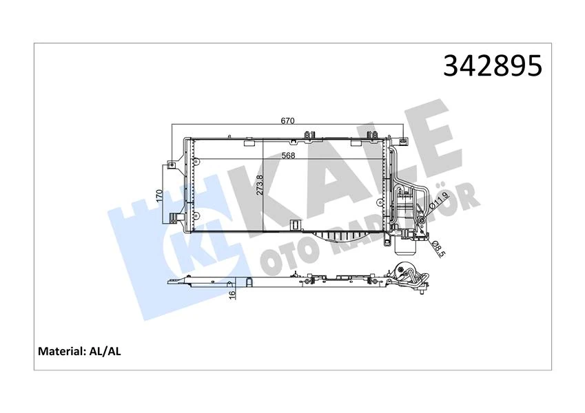 Kli̇ma Radyatörü Kondenseri̇ Kurutucu İle Combo-Corsa C 1.3cdti-1.7cdti 03 548x261x16