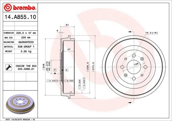 Fren Kampanasi Fiat Grande Punto 199 06/05-- Fiat Grande Punto Van 199 10/05-06/13-Fiat Punto 1