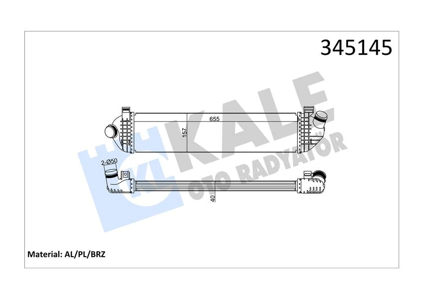 Turbo Radyatörü Intercooler Volvo C30 06-12-S40 04 V50 04 1.6d-2.0d-C70 2.0d 08 658x157