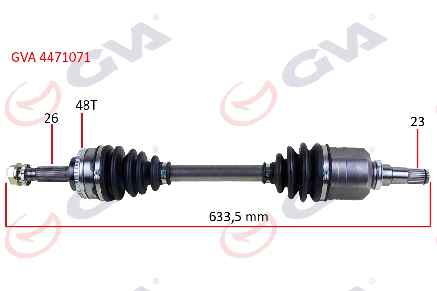 Komple Aks Sol Toyota Corolla 1.4l 1.6l 4zz-Fe 3zz-Fe Zze120 Zze121 Vvti 02-06 ABS Li 26x23-ABS 48 Dış Komple Boy 633.5mm