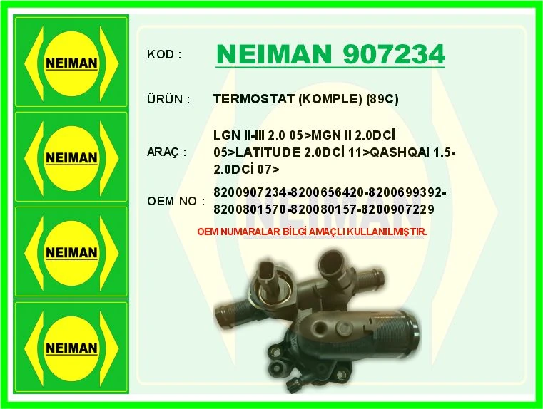 Termostat Komple 89c Laguna II-III 2.0 05>mgn II 2.0dci̇ 05>latitude 2.0dci̇ 11>qashqai 1.5-2.0dci̇ 07