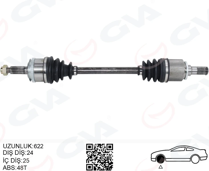 Komple Aks Sol Hyundai İ10 1.1l G4hg Benzi̇nli̇ Manuel Vi̇tes 08-13 ABS Li̇ 24x25-ABS 48 Di̇ş Komple Boy 624mm