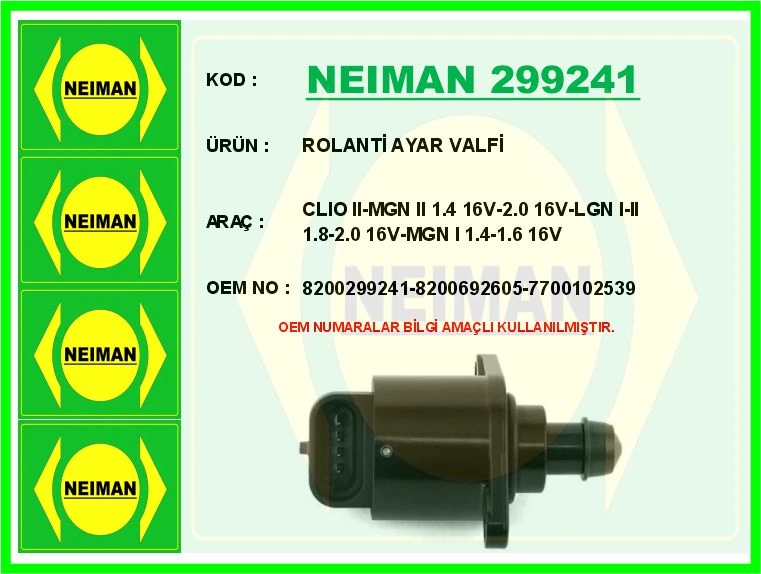 Rolanti̇ Ayar Valfi̇ Clio II-Megane II 1.4 16v-2.0 16v-Laguna I-II 1.8-2.0 16v-Megane I 1.4-1.6 16v
