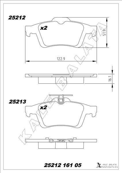 KALE-BALATA Fren Balatası ARKA AUDI, CITROËN, FORD, OPEL, PEUGEOT, RENAULT