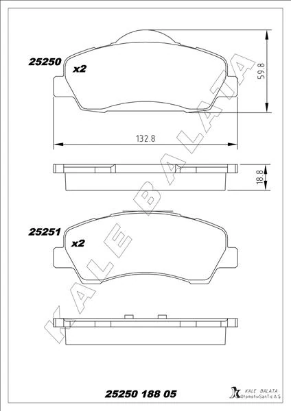 Ön Fren Balatasi Peugeot P301 12> P308 13> Citroen C-Elysee 12> C4 14> 266mm