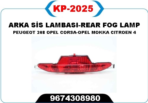 Reflektor Arka Tampon Orta Opel Corsa F 19> Mokka 20> Peugeot P208 15> Citroen C4 20> Ds3 18>