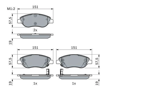 Ön Balata Fiat Egea 15> 1.4 1.5 T4 Hibrit 1.6 D K:19 Mm G:151.1 Mm Büyük Ti̇p