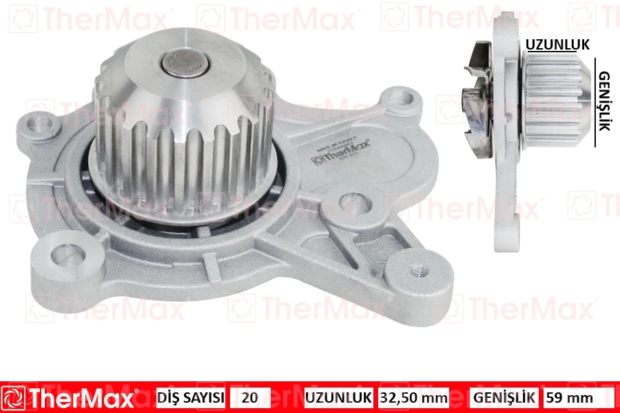 Devi̇rdai̇m Su Pompasi Hyundai Accent Getz 1.5l D3ea Crdi̇ 02-05 / Santafe 2.2l Crdi̇ 06-09 / Sonata 2.0l D4ea Crdi̇ Di̇zel 06-11