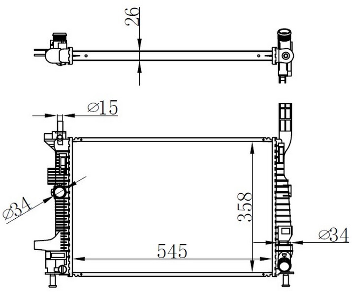 Motor Su Radyatoru Focus III 1.5tdci 1.6tdci 95ps 115ps 12 Yeni Connect 14 1.5tdci 1.6 Tdci Olcu 545 358 26