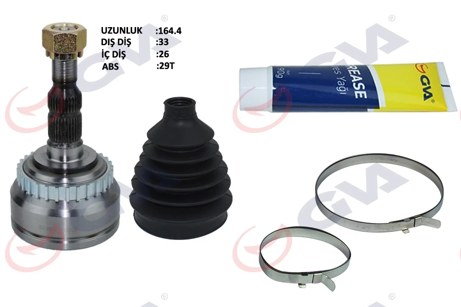 Aks Kafasi Dış Vectra B 1.8-2.0-2.5 96 02 Astra G 1.8-2.0 98 05 Astra F 1.6-1.8-2.0 93 97 Vectra A 1.8-2.0 89 95 ABS Li̇ 29 Di̇ş 33x25x52 164.5mm