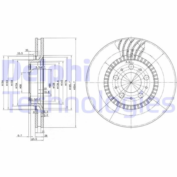 Ön Fren Aynası Volvo S60 00-10 S80 98-06 V70 97-07 Xc70 00-07 305x25x5dlx Büyük Ti̇p Deli̇kli̇-986478494-Df4053s
