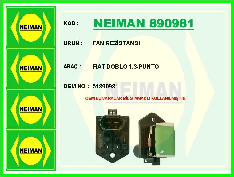 Fan Rezi̇stansi Fiat Doblo 1.3-Punto