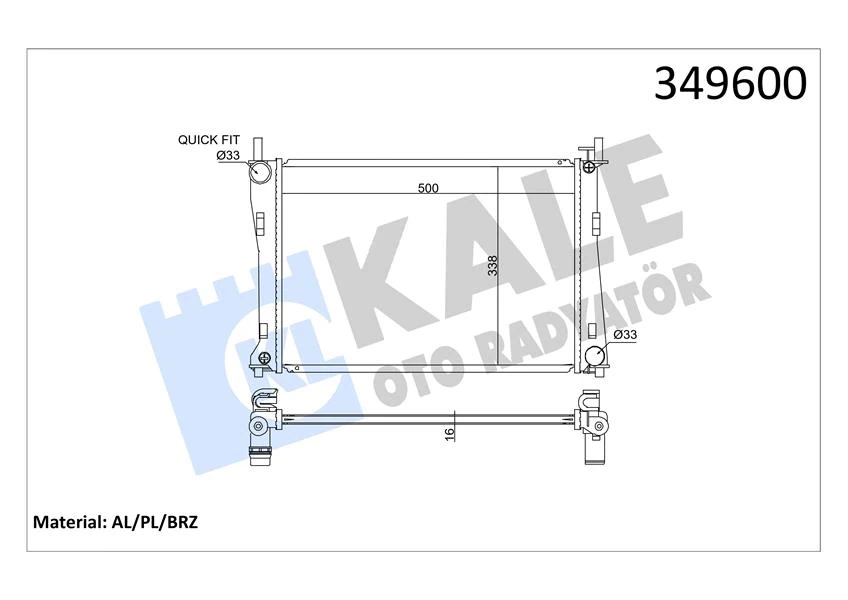 Motor Su Radyatoru Fiesta V Fusion 01>08 1.25 1.4 16v 1.6 16v Mazda II 1.4 16v 1.6 16v 02>olcu 500 358 16