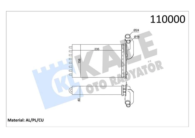 Kalori̇fer Radyatörü Megane I-Clio I-R19 234x157x42 2 Sira Cu Pl