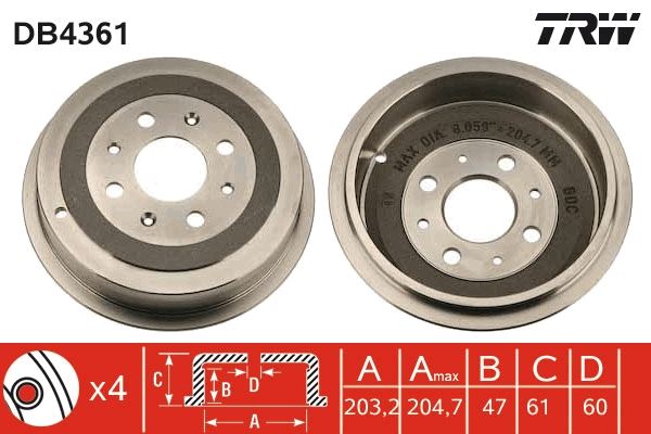 Fren Kampanasi Arka Fiat Grande Punto 05> Punto 12> Punto Evo 09>12 Opel Corsa D 06>14 Adam 12>19 203.2 / 47 Mm