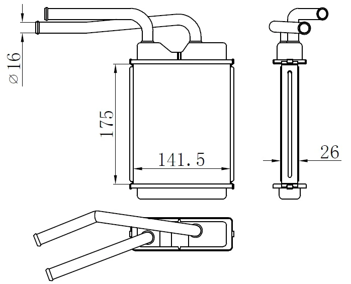 Kalori̇fer Radyatörü Brazi̇ng Twng 1.2i̇ 93 > 175x152x26 Oto.-Mek.