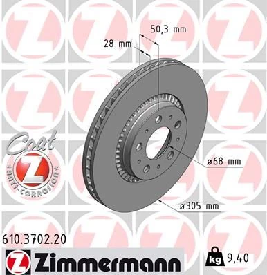 Ön Fren Aynası Volvo S60 00-10 S80 98-06 V70 97-07 Xc70 00-07 305x25x5dlx Büyük Ti̇p Deli̇kli̇-986478494-Df4053s