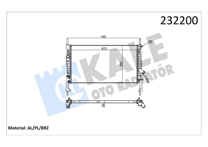 Su Radyatörü Ford Transi̇t 06> 2.2-2.4 Tdci̇ Kli̇masiz
