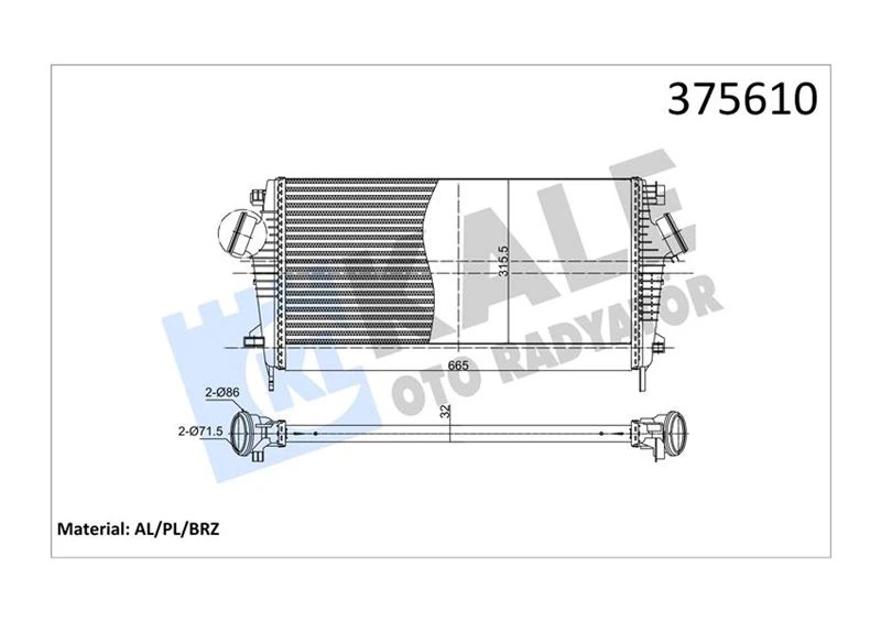Turbo Radyatörü Intercooler Opel Insignia A 1.6 Cdti 15> B16dth B16dtj Brazing 665x315.5x32 Otomati̇k