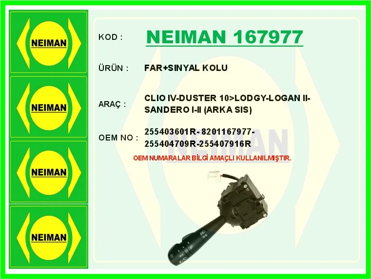 Far Sinyal Kolu Clio IV-Duster 10>lodgy-Logan II-Sandero I-II Arka Sis