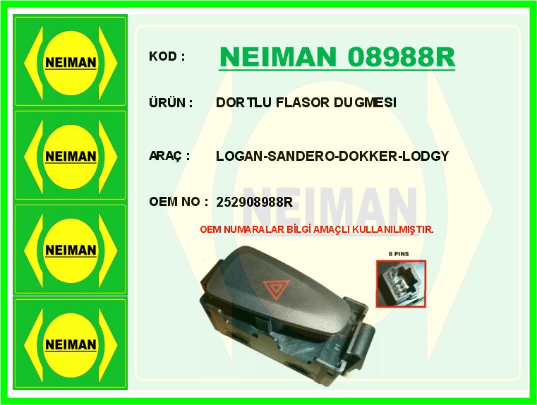 Dortlu Flasor Dugmesi Logan-Sandero-Dokker-Lodgy