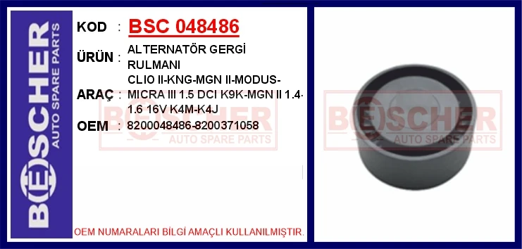 Alternatör Gergi̇ Rulmanı Clio II-Kangoo-Megane II-Modus-Micra III 1.5 Dci K9k-Megane II 1.4-1.6 16v K4m-K4j