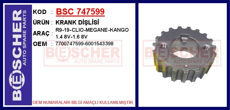 Krank Di̇şli̇si̇ R9-19-Clio-Megane-Kango 1.4 8v-1.6 8v