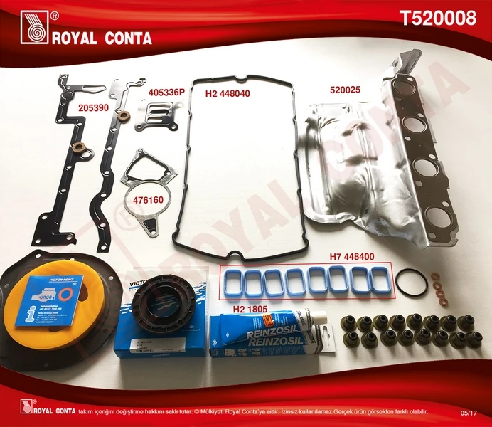 Motor Takım Conta Reinz Keçeli̇ S.lasti̇kli̇ C. Skcsi̇z Transit V.347 2.2 06 11 Boxer-Jumper-Ducato 2.2hdi 06