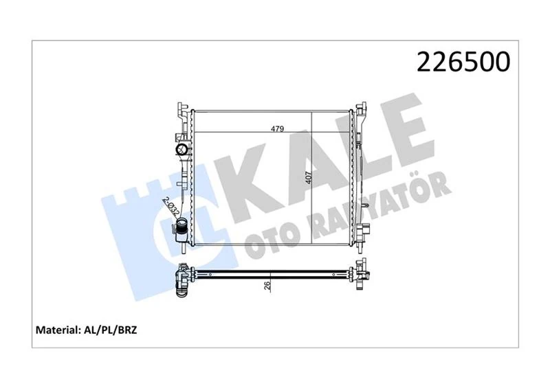 Motor Su Radyatörü Renault Clio II 98 05 Symbol 00 Symbol II 08 1.5dci Mt Ac Mekani̇k 479x414x27