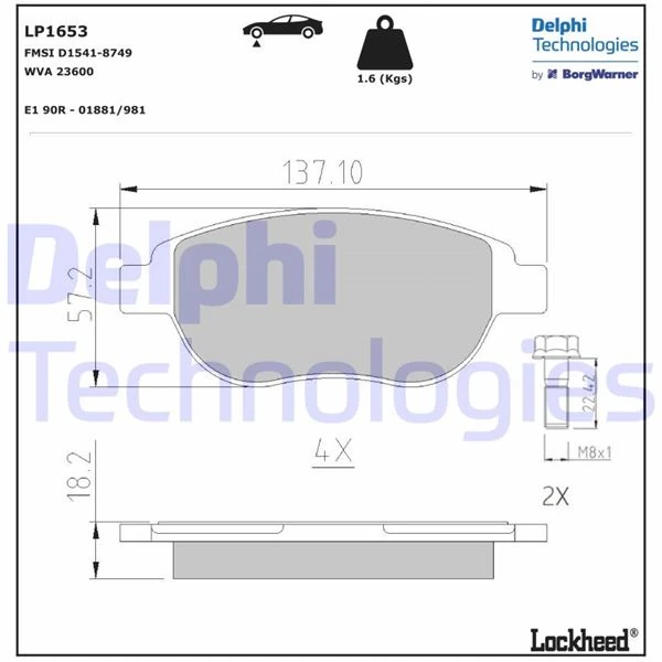 Delphi Fren Balatası Ön Citroën, Fiat, Peugeot