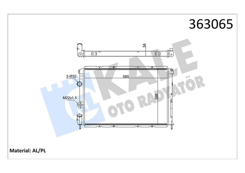 Brazing Versi̇yonu Kl128000 Renault Megane I Ba0/1 1.4i̇ 16v 96 03 Mt Mekani̇k 585x398x34 Su Radyatörü