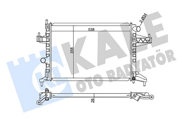 Su Radyatörü Opel Corsa C 1.4 1.8 00 >combo 1.6 1.6cng 01 >tigra 1.8 04 > Mt Ac Nac Brazing 538x358x26 95513833-9196689