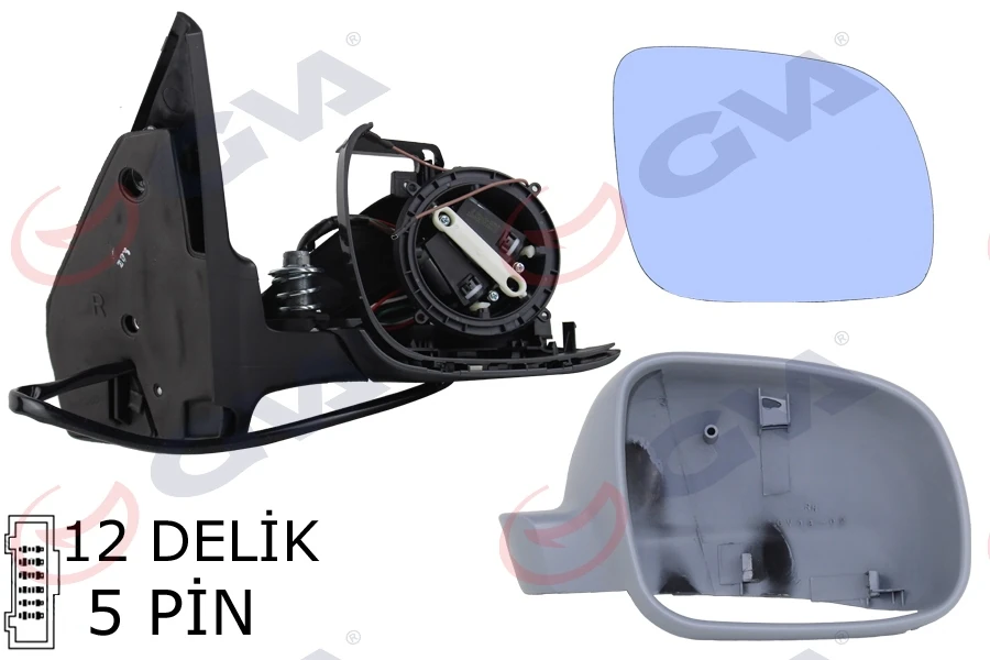 Dış Di̇ki̇z Aynası Sağ Golf-Bora 98 Elektri̇kli̇ Astarli Konveks 5 Fi̇ş Vm-188r