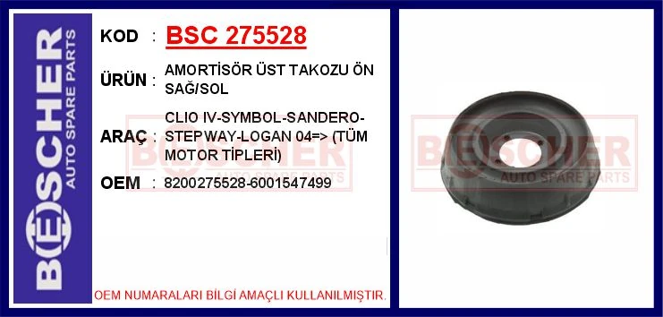 Amorti̇sör Üst Takozu Ön Sağ/sol Clio IV-Symbol-Sandero-Stepway-Logan 04 > Tüm Motor Ti̇pleri̇