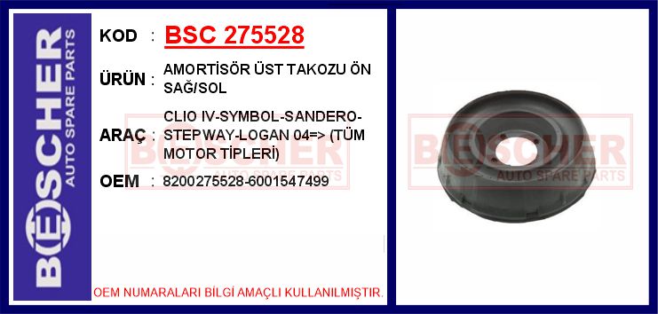 Amorti̇sör Üst Takozu Ön Sağ/sol Clio IV-Symbol-Sandero-Stepway-Logan 04 > Tüm Motor Ti̇pleri̇