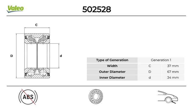 Ön Teker Rulmanı Corsa C Combo C 01 Meriva A 03 Tigra 04 34x67x37