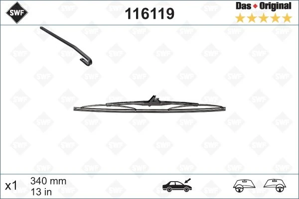 Si̇lecek Süpürgesi̇ Arka Golf3-Golf4 340 Mm
