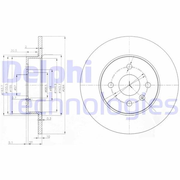 Arka Fren Aynası Astra H L67 04>14 Combo C 01>11 Meriva A 03>10 264x10x4dl Dolu