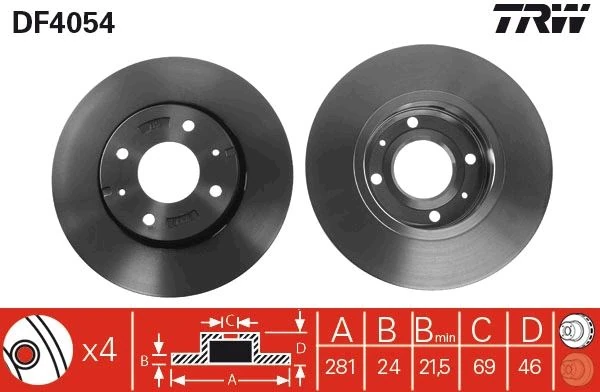 Ön Fren Aynası Adet Carisma 95/6.06 Volvo S40 1.6 1.8 1.9 2.0 T 95/04 V40 95-04 281x24x4dl
