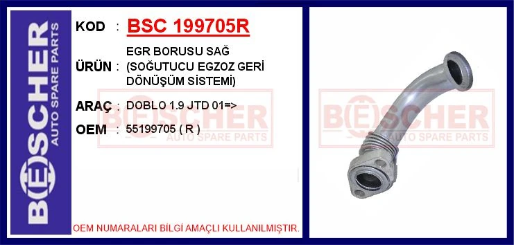 Egr Borusu Sağ Soğutucu Egzoz Geri̇ Dönüşüm Si̇stemi̇ Doblo 1.9 Jtd 01 >