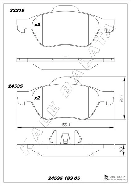 Ön Balata Megane II 02> Scenic II 02> Clio III 05> 1.5dci 1.6 16v 2.0 16v