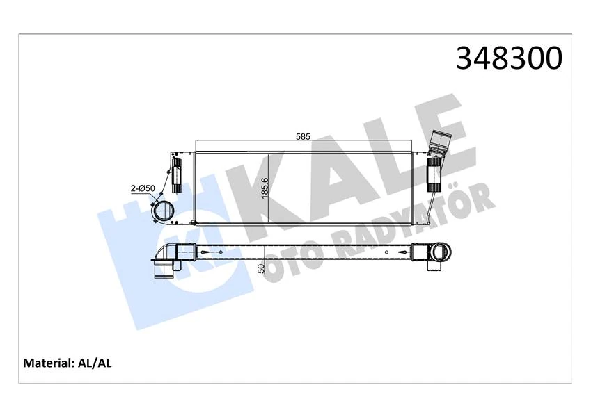 Turbo Radyatörü Intercooler Megane II-Scenic II 1.5dci-1.9dci Al-Pl-Brz 586x187x40