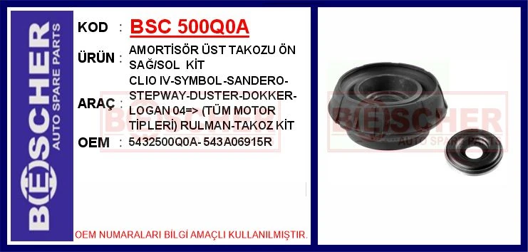 Amorti̇sör Üst Takozu Ön Sağ/sol Ki̇t Clio IV-Symbol-Sandero-Stepway-Duster-Dokker-Logan 04 > Tüm Mo