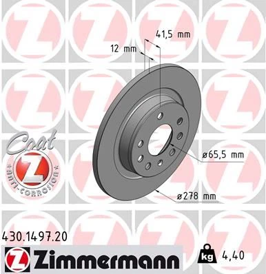 Arka Fren Aynası Vectra C 02> Signum 03> Saab 9.3 02> Croma 05> 278x12x5dl Dolu