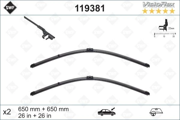 Silecek Supurgesi Takımı 650mm / 650mm Mercedes C219 W211 S211 . Porsche Cayenne . Volkswagen Touareg Swf