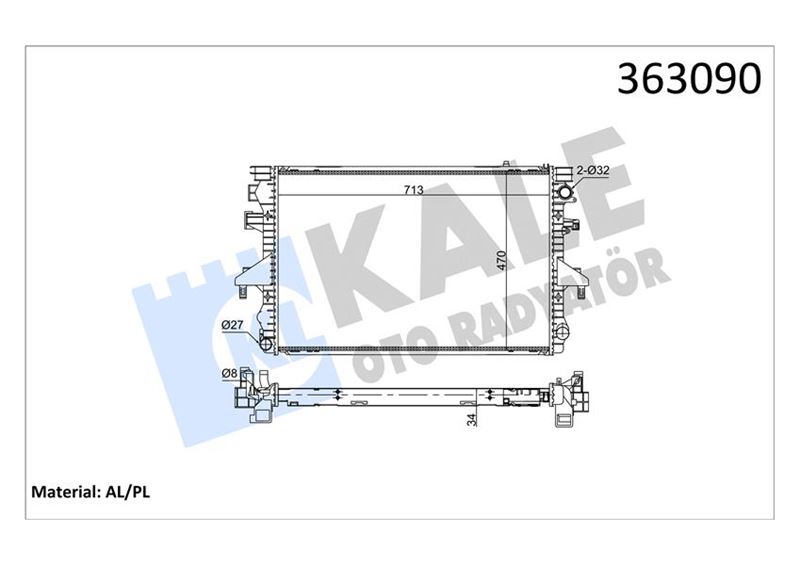 Brazing Versi̇yonu Kl354000 Volkswagen Transporter V Multivan V 2.5tdi 03<09 At/mt Ac/nac Meka Ni̇k 713x470x34 Su Radyatörü