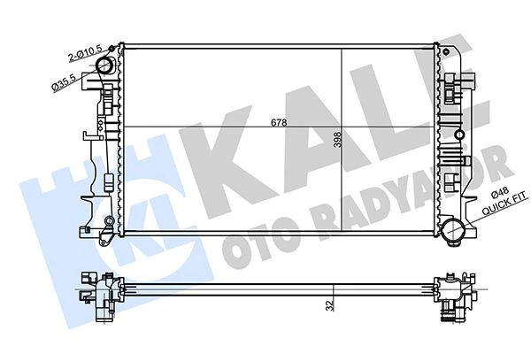 Motor Su Radyatoru Mercedes Sprinter B906 . Volkswagen Crafter 30-35-50 678x398x32